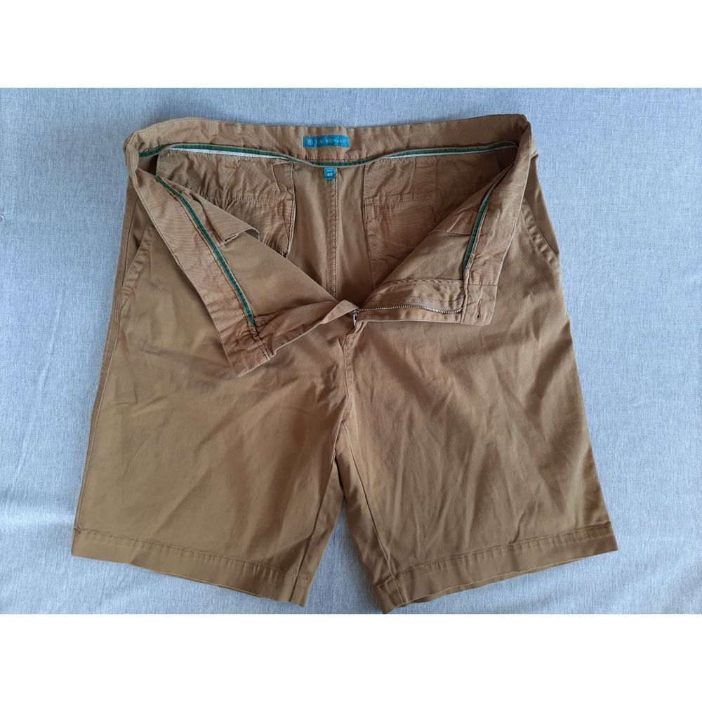 Tori Richard Men's 40 Geometric Lined Outdoor Stretch Flat Short Brown‎ Cotton